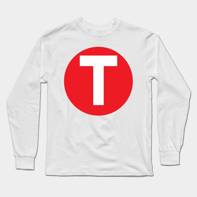 Letter T Big Red Dot Letters & Numbers Long Sleeve T-Shirt by skycloudpics